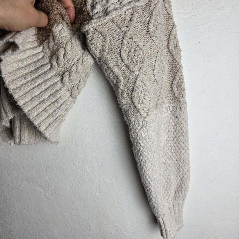 American Eagle Beige Cropped Patchwork Cardigan S… - image 5